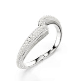 Sublima cuff, Crystal pearl, Round cut, White, Rhodium plated